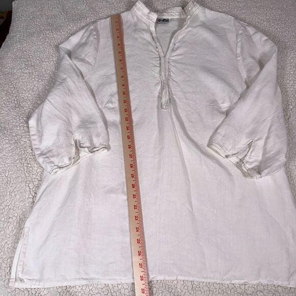 Irish Linen Tunic XL White Linen Oversized No Size tag -- See Measuremt Pictures - Picture 3 of 7